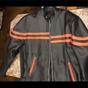 Men’s black/ orange leather jacket